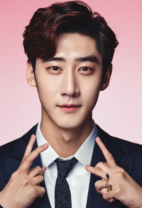 arafed image of a man in a suit and tie posing for a picture,  portrait of kpop idol, wan adorable korean face, South Korean male, , official photo, Official photo Park Chanyeol