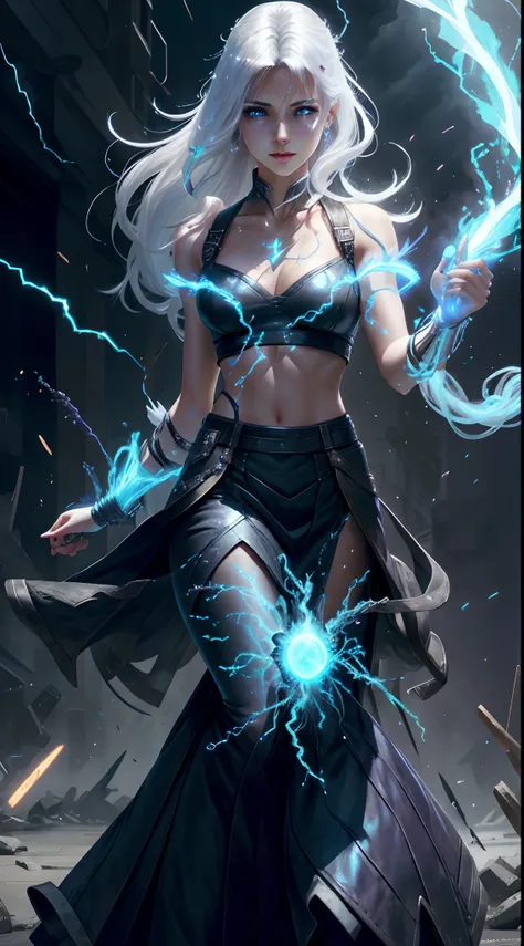 1Beautifulwoman，ff Tifa， X-Men Storm, Lightning is in your hands, Homogeneous symbionts, Venom,, All white hair, a skirt,glowing light eyes