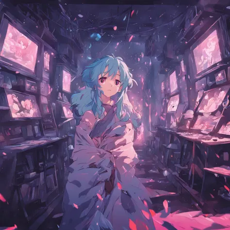 quarto de anime lofi de tarde com janela e ceu azul