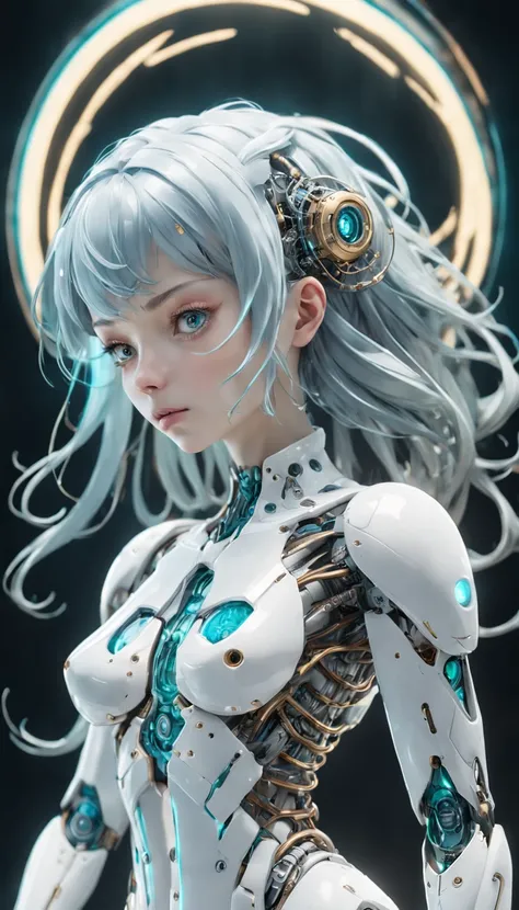 complex 3d render ultra detailed of a beautiful porcelain woman android face, cyborg, robotic parts, 150 mm, beautiful studio soft light, rim light, vibrant details, luxurious cyberpunk, lace, hyperrealistic, anatomical, electric wires, microchip, elegant,...