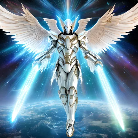 Alien appearance humans, angelic, selestial, full body, beautiful, spiritual being, benevolent, with an aura on the head, sorindo, with radiant energy, archangel miguel style, galactic confederation, high quality, ultra-realistic, professional photography,...