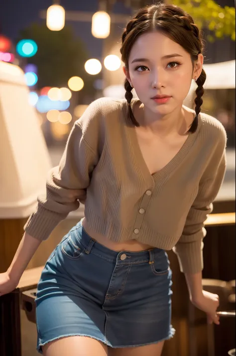 movie picture quality，Disney animation，Disney animated films，Street coffee stalls at night，30-year-old mature beauty，Short hair and small braids，Puffy skirt，depth of fields，high light，Real light，Ray traching，oc rendered，Hyper-realistic，best qualtiy，8K，Work...