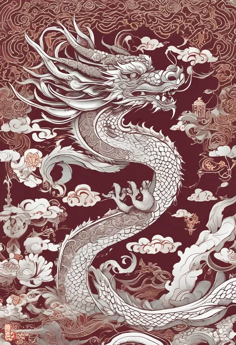 Title: Auspicious Ascending Dragon - A Symbol of Fortune and Elegance

Description: In this design, an auspicious ascending dragon emerges as a breathtaking representation of power and grace, seamlessly melding the earthly realm with the ethereal realm of ...