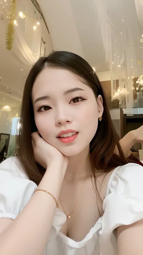 araffed woman with a white top and a red lipstick, dang my linh, nivanh chanthara, in style of lam manh, mai anh tran, south east asian with round face, a young asian woman, anime thai girl, vietnamese woman, asian girl, an asian woman, young cute wan asia...