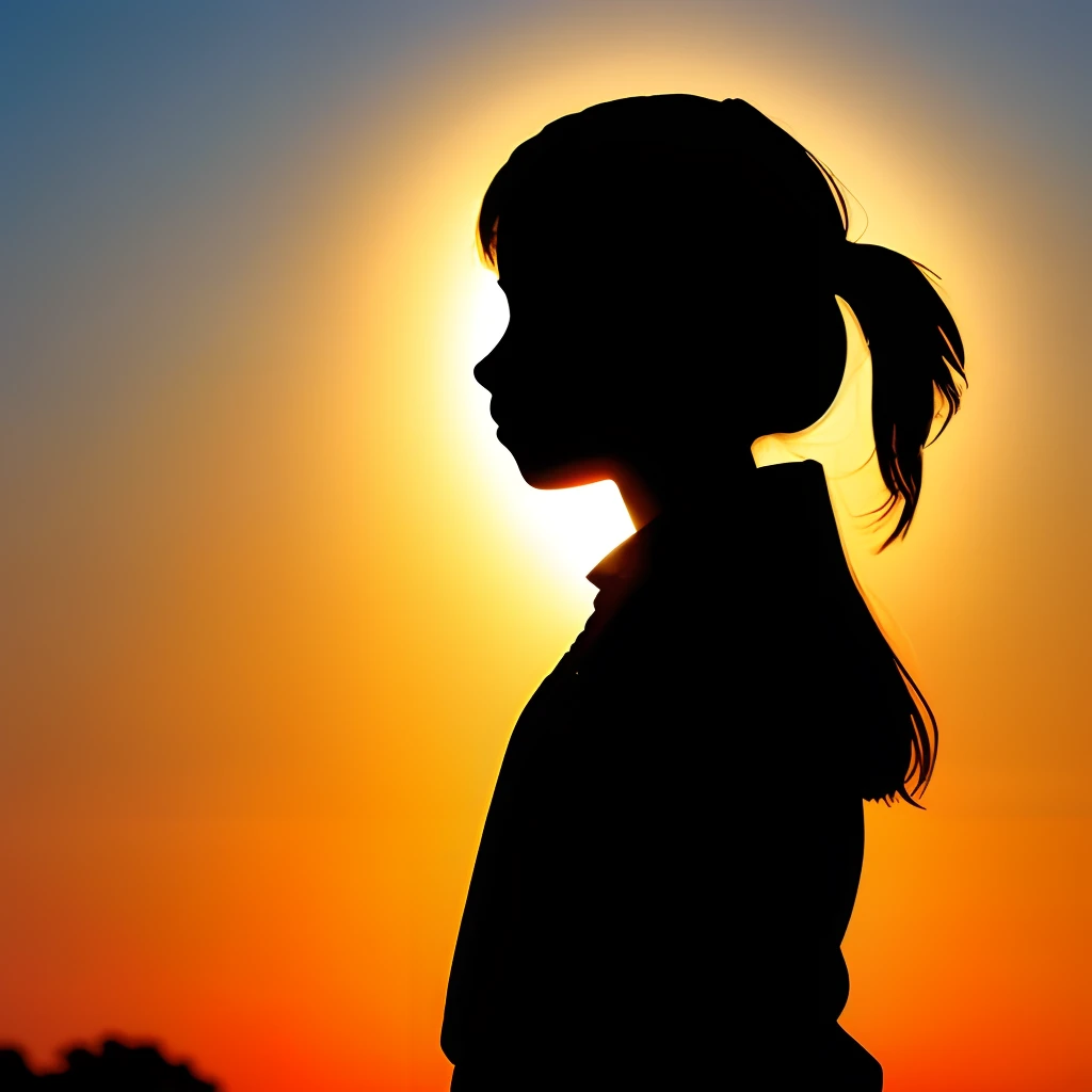 A silhouette of a cool young girl