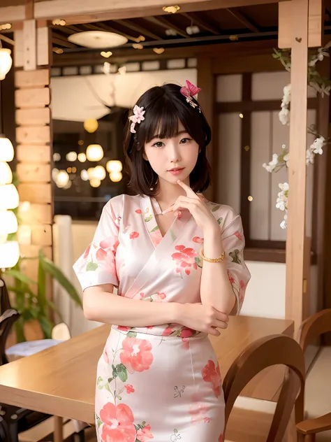 a pretty japanese girl wearing a kimono