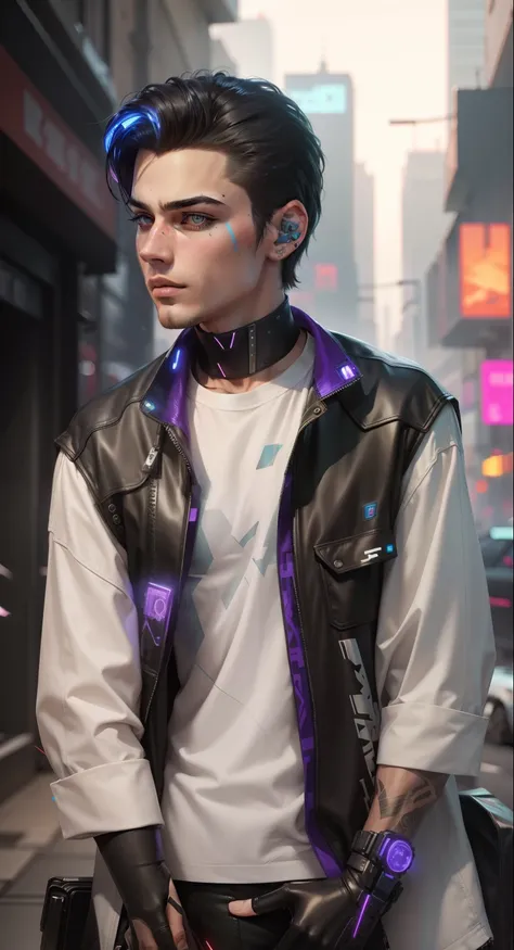 Change Background Cyberpunk Handsome boy 8k Realistic