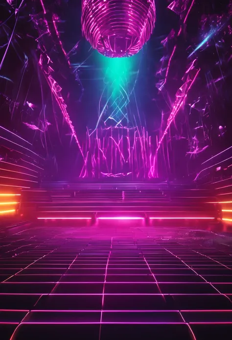 neon background, on stage, darkside