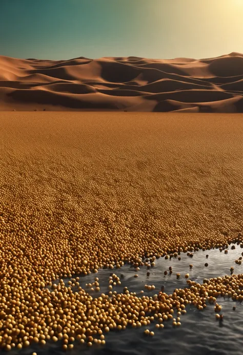 Grab soybeans with one hand，Sprinkle on the surface of the water