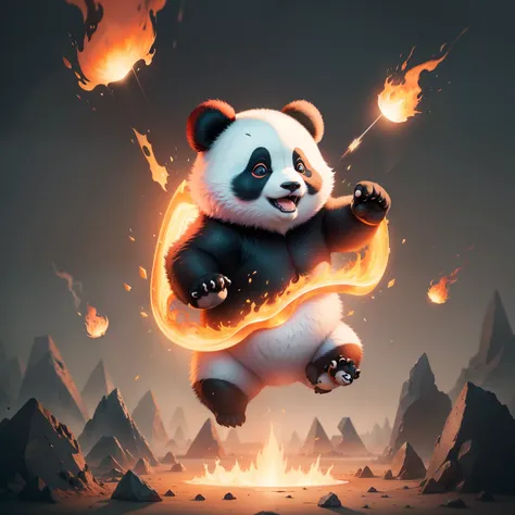 The panda fell into the magma in mid-air