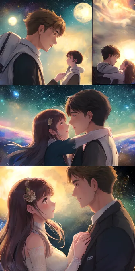 Couple love and galaxy  fundo