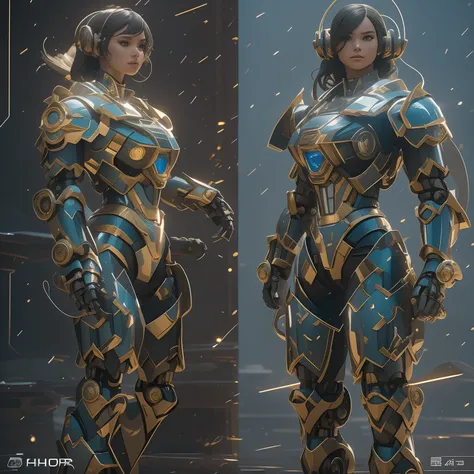 （（best qualtiy））， （（tmasterpiece））， （Very detailed：1.3）， 。.3D，In a cyberpunk world，Girl in mechanical armor，Holding the weapon of the future，The battle lies ahead，Behind her was a medium-sized armored mech，Finally, There is a super huge mecha-oriental drag...