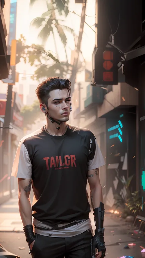 Change background cyberpunk handsome boy, realistic face, 8k, ultra realistic