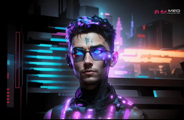 Make me handsome, change background to cyberpunk theme,8k ultra hd