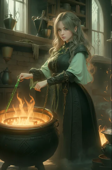 high details, best quality, 16k, RAW, [best detailed], masterpiece, best quality, (extremely detailed), full body (best details, Masterpiece, best quality), , ultra wide shot, photorealistic, fantasy art, RPG art, D&D art, a picture of a woman, witch brwei...