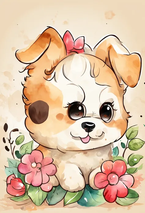 puppy,fofinho, chibi, fundo simples, adorable animal, kawaii