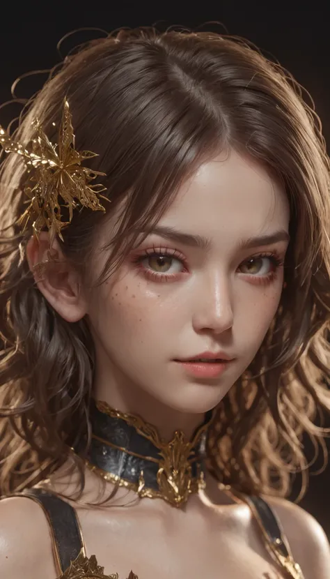 tits out、teats、Beautiful Caucasian Woman, shoulder length messy hair, Black and Gold PVC Cat Costume, cheerfulness, full body Esbian, Beautiful anime waifu style girl, hyper detailed painting, luminism, art by Carne Griffiths and Wadim Kashin concept art, ...