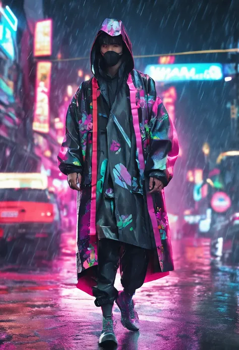 Alavid image of a man in a raincoat and pants, highly detailed kimono, stylish coat for a rave, clothing concept, trigger anime artstyle, wearing japanese techwear, hyperreal rendering, techwear look and clothes, digital art render, realistically rendered ...