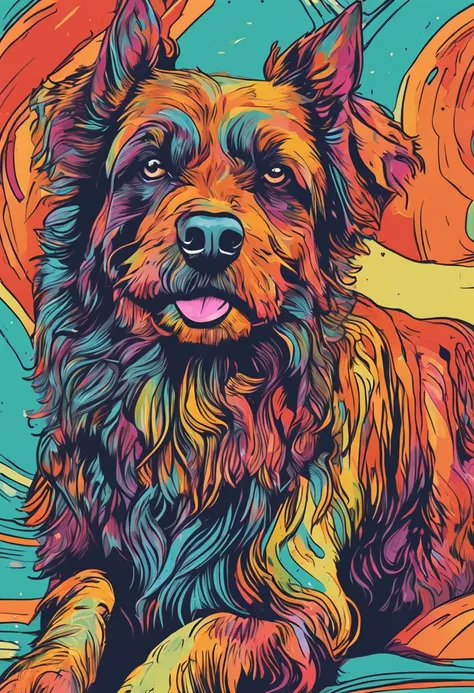 um close up de um dog correndo em um fundo colorido, dog digital, arte vetorial altamente detalhada, Jen Bartel, estilo de arte impressionante, estilo de arte vetorial, arte do Adobe Illustrator, Arte de Alessandro Pautasso, Arte vetorial HD, Horse, arte v...