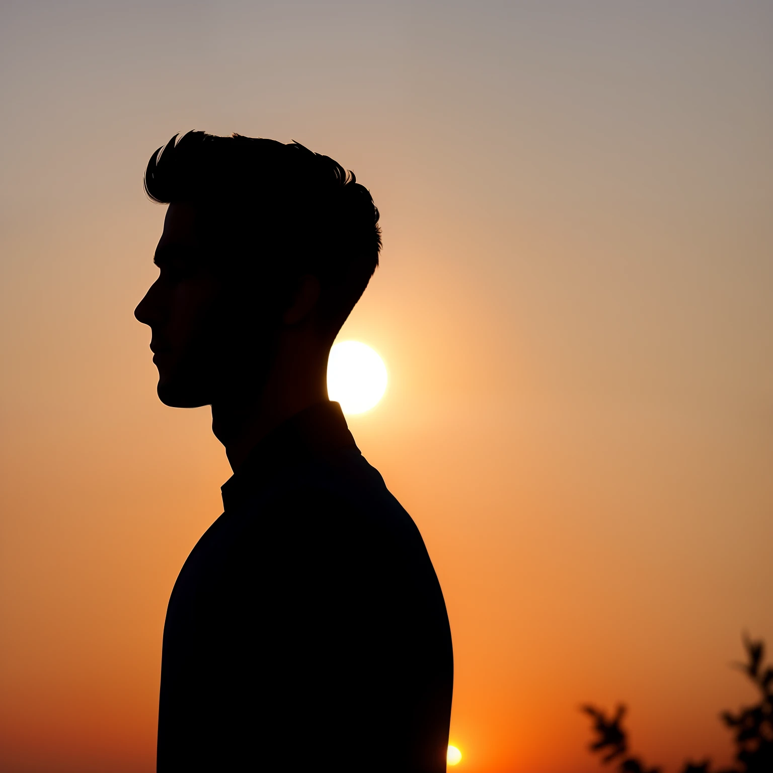 A silhouette of a young man