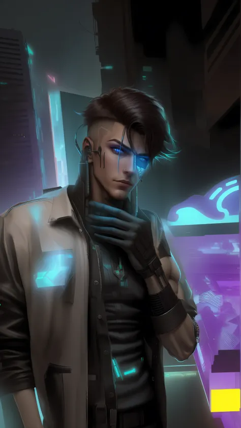 Change background cyberpunk handsome boy