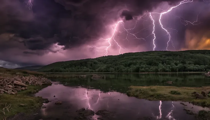 Dark clouds seal thunderstorms mixed with lightning skies