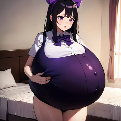 Hair Bow, black hair,Big Baby Bump pregnant, Purple school uniform, Big boobs, nipple, cum, Big Black Balloons,16 years girl, Big pregnant Belly, Big Pregnant girl, Largest Belly of Pregnant, Huge Pregnancy, background hotel room,Huge 9 months Pregnancy Be...