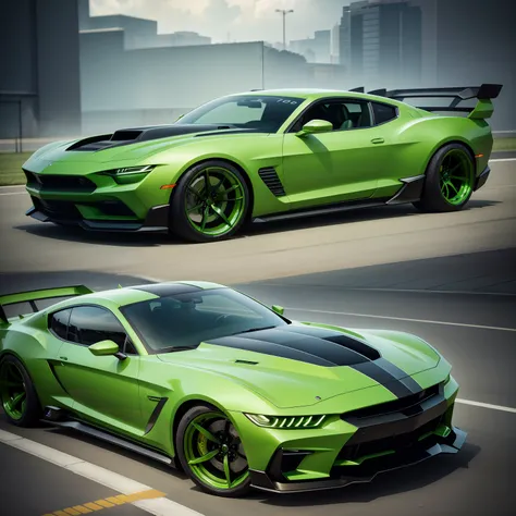 Futuristic green muscle car