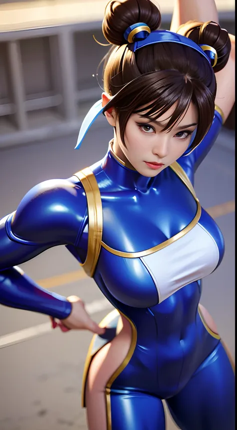 Chun- li，。.3D，Fighting posture，tightsuit，Soft lighting