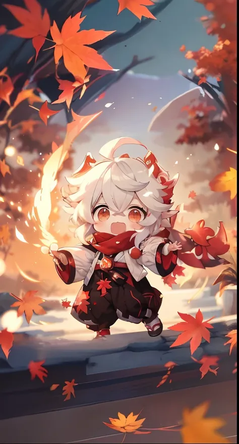 Cartoon image of a boy with white hair and a red scarf, 🍁 Cute, character art of maple story, maplestory mouse, onmyoji, Ayaka Genshin impact, style of maple story, Keqing from Genshin Impact, 🍂 Cute, MapleStory, Genshin, Onmyoji detailed art, nagito komae...