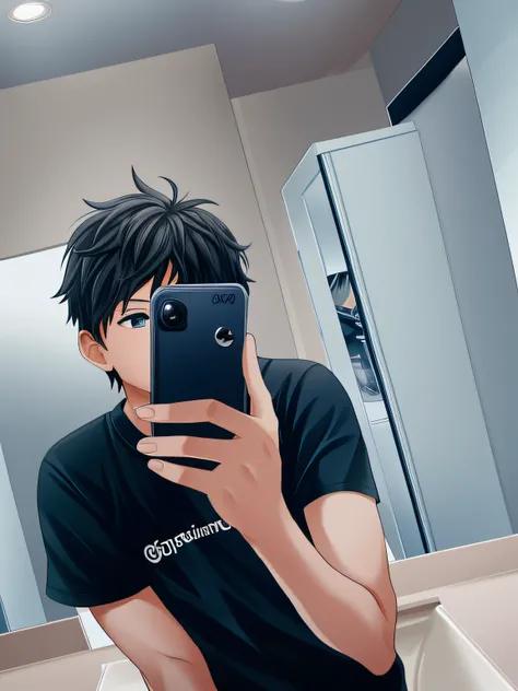 there is a boy taking a selfie in a bathroom mirror, 8k selfie photograph, taken with sony alpha 9, from 8 k matte, low quality photograph, standing in front of a mirror, in bathroom, low quality photo, very accurate photo, mirror selfie