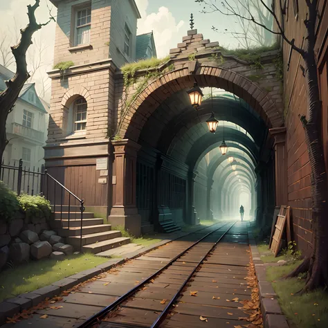 Night, Twilight, archs, Descent under the sidewalk, wooden bucket, Realistic fantasy
think, Gloomy horror, wood bridges, --auto --s2