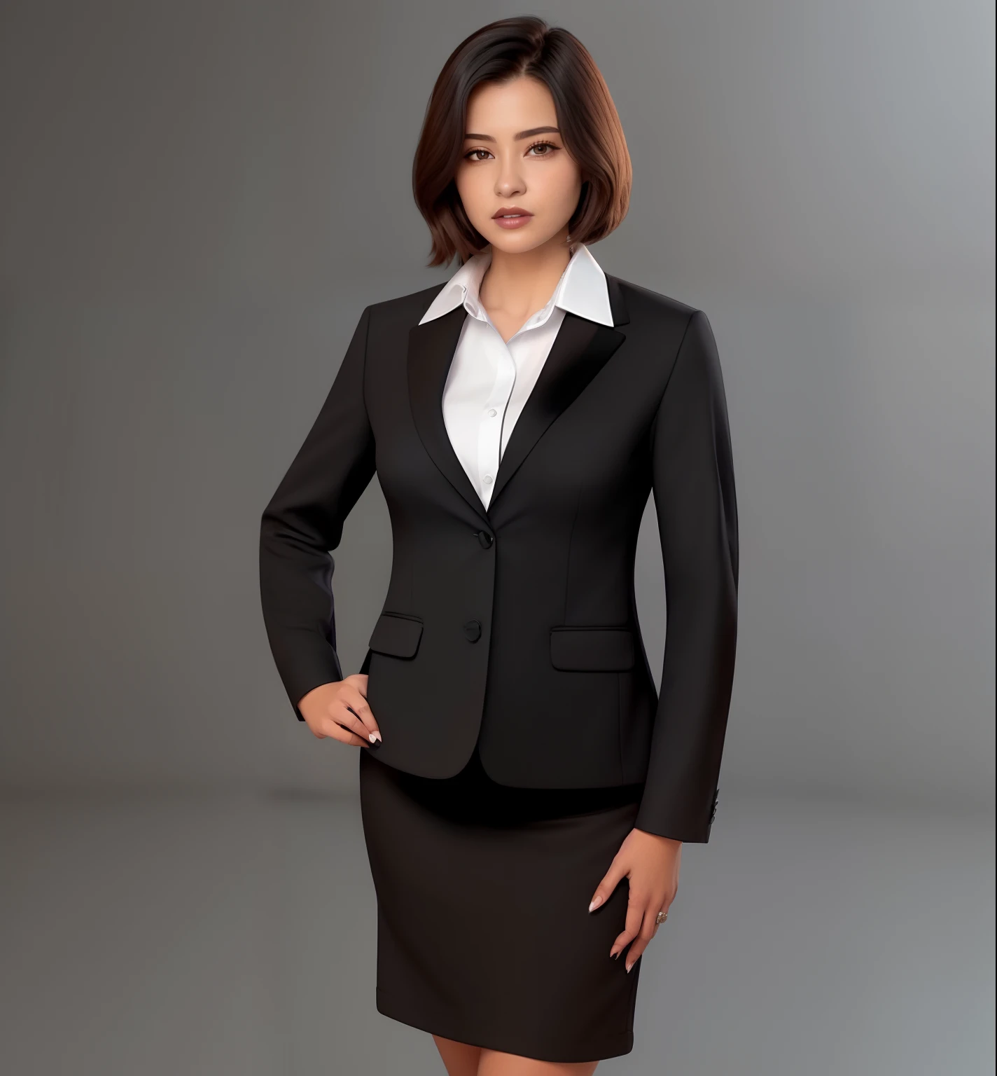 arafed woman in a black suit and white shirt posing for a picture, wearing black suits, dressed in a suit, dressed in a suit, Girl in suit, girl in a suit, In black suit, woman in black business suit, Woman in a suit, Wearing a black suit, wearing a strict...