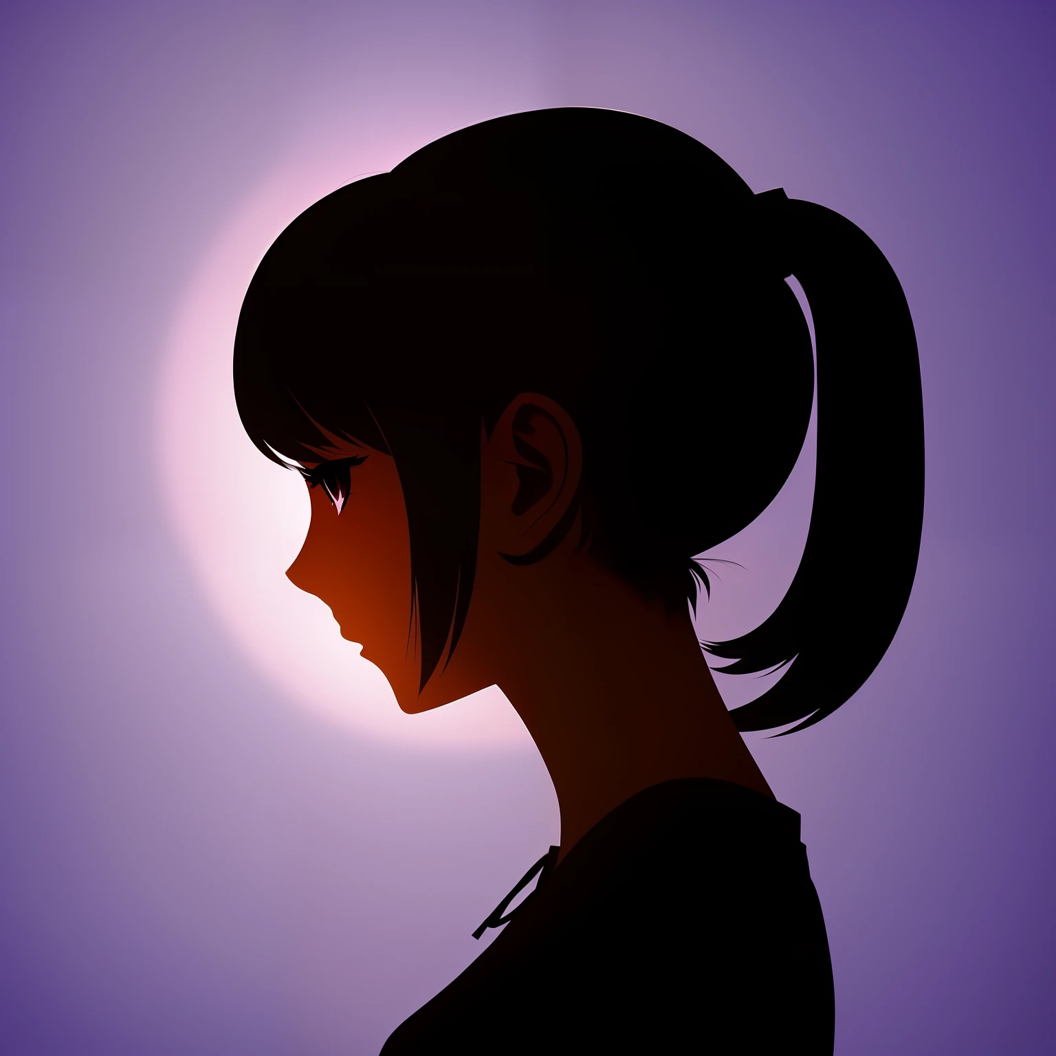 A silhouette of a beautiful anime girl