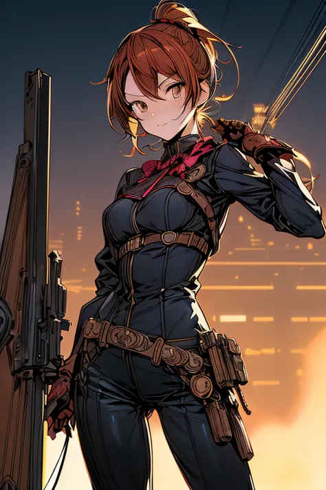 (comic book style),(linear art_Anime),(masutepiece, Best Quality, ),(Laura Bad Picture:1.2),(Lora Add Details:1.2),Highly detailed flat color work in 8K,1 girl in,steampunc、machinery background