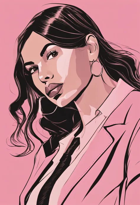 mulher negra, olhos castanhos, cabelo preto, with formal office clothing, escrevendo em uma agenda rosa, Modern office setting, luz natural, detalhes realistas (woman with concentrated expression), pose elegante, estilo minimalista.