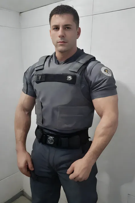 macho, realistic,  police,  flexionar,, rosto