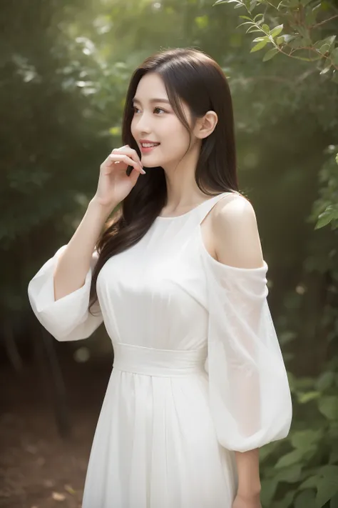 (8K，realisticlying，Real Human，poster for，Very detailed faces，动态照明)Greenish-yellow hair，Jellyfish head She is graceful，Its like a work of art。Elegant curves outline her slender figure，The moving gesture shows her inner confidence and pride。Long hair is as s...