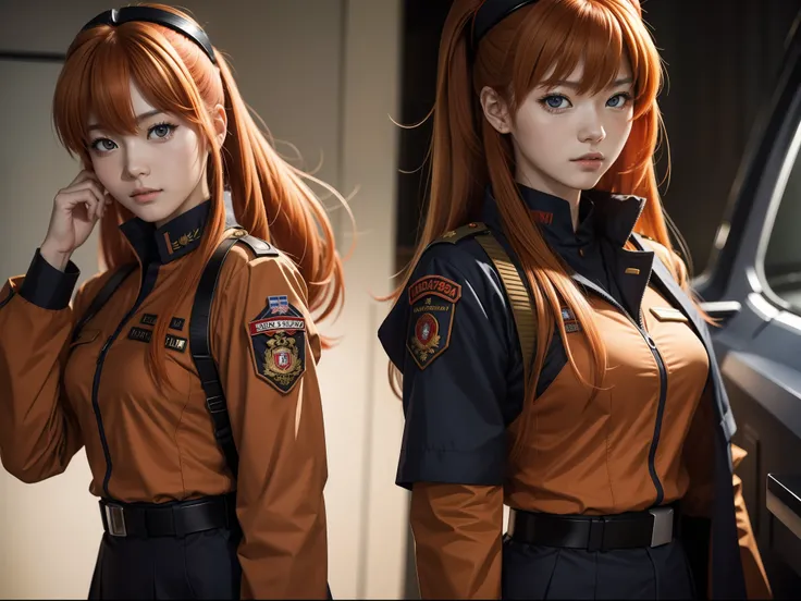 Asuka Langley Soryu wears a military uniform from the 1940s