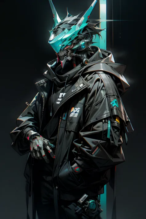 there was a boy wearing a mask and a black hoodie，with a knife in his hand, hyper-realistic cyberpunk style，digital cyberpunk an...