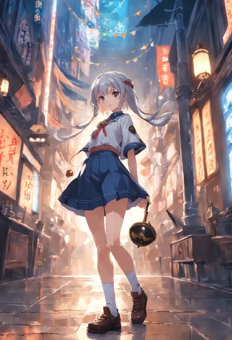 ​masterpiece、Random Poses、1 girl, atelier, alchemist, White knee socks, Short skirt