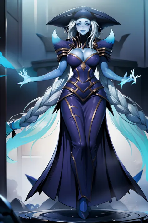 Lissandra, full body, closed skirt, smile, standing