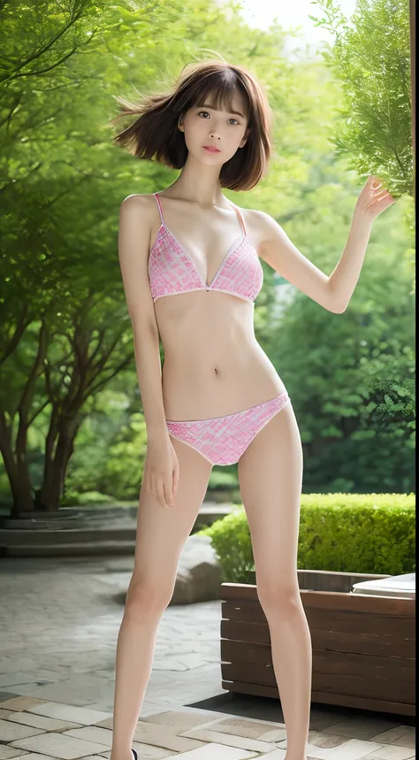 ((Top quality, 8K, Masterpiece: 1.3)), (BEAV5:1.5)), Japan women, 1 ((Full body photo: 2.0)), Full body portrait, Shot from below, Beautiful girl with slender emphasis: 1.3, Delicate body, (Short hairstyle, Small breasts: 1.2), (Very slender abs)), Tube to...