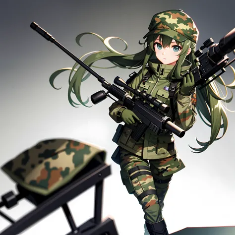 Sniper girl，camouflage uniform