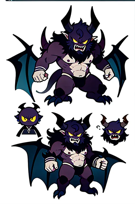 monster concept design, vector, white background, sprite art, masterpiece, high quality, character frames, character poses, demon beast, Balor,