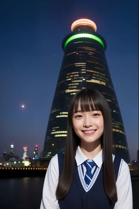 A smile、hi-school girl、校服、Tokyo Skytree、Aurora