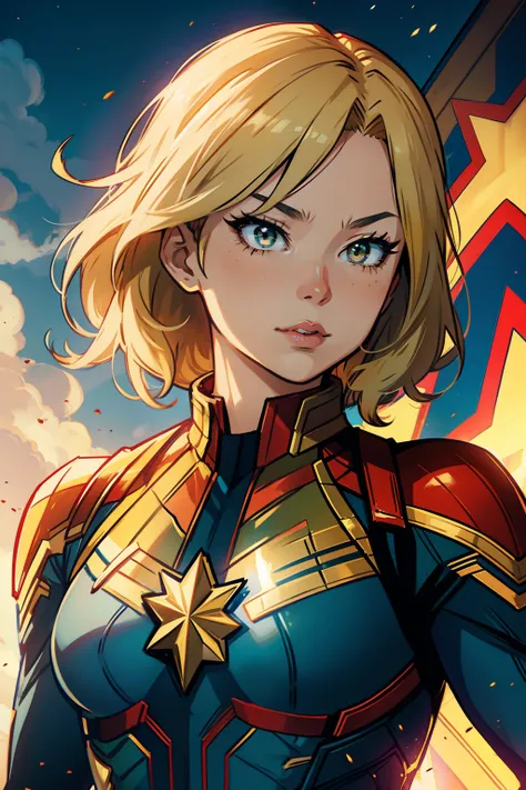 female, captain marvel, ((my hero academia style))