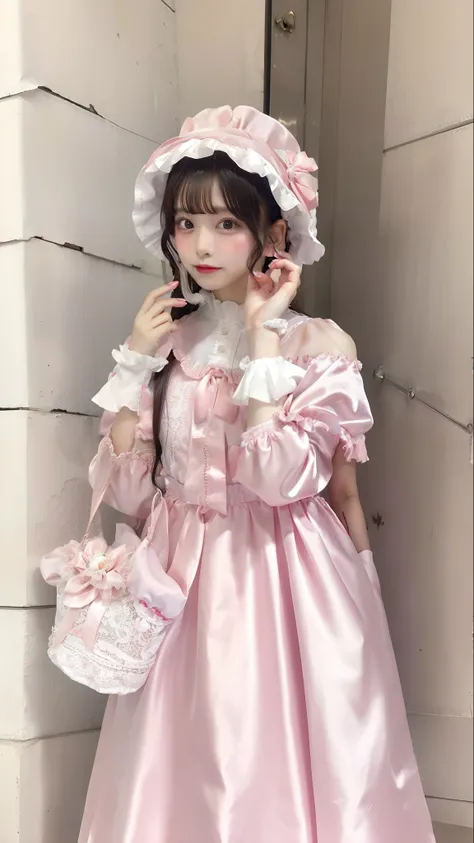 lolita fashion、Pink Satin Fabric