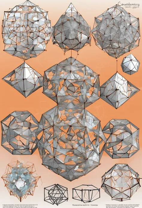 Geometry，Geometry combination，There is a star in the middle, Crystal formation, Fractal structure, Ideal polyhedron, fractal crystal, molecular, made of crystalized synapse, polyhedral, polyhedron, sierpinski gasket, ferroluid, classic 3 d model of molecul...