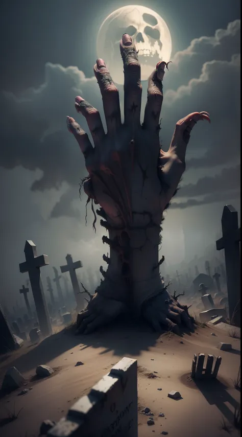 a close up of a zombie hand reaching out of a grave, zombie reaching out of a grave, zombie arms out in front, undead, its the dead of night, zombie, evil zombie, horror poster, desolate with zombies, horror film, zombies apocalipsis, scary atmosphere, zom...